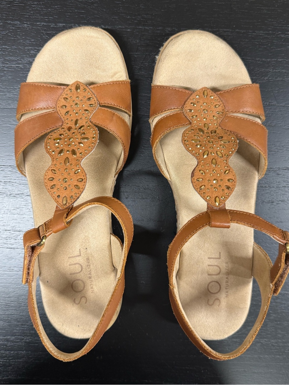 Naturalizer SOUL Tan Leather Comfort Sandals